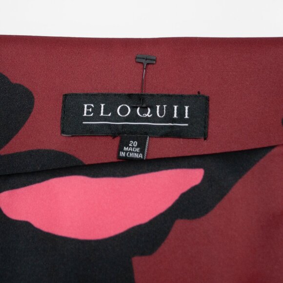 Eloquii Floral Scuba Pencil Skirt Womens 20 Red Stretch Casual Straight SS03X - Picture 4 of 5